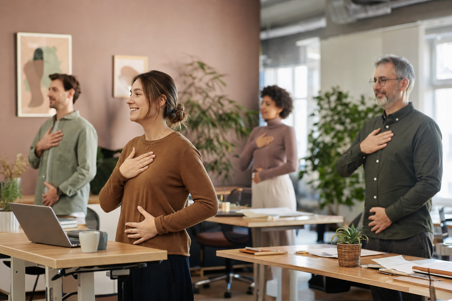 Drainrefine team wellness session in office
